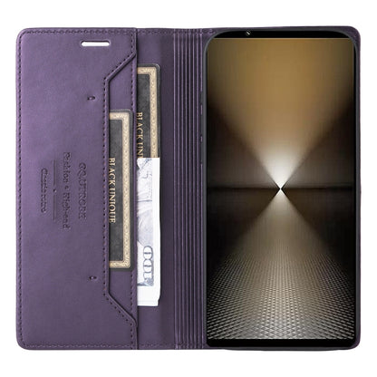 For Sony Xperia 1 VI GQUTROBE G01 RFID Anti-theft Leather Phone Case(Purple) by GQUTROBE