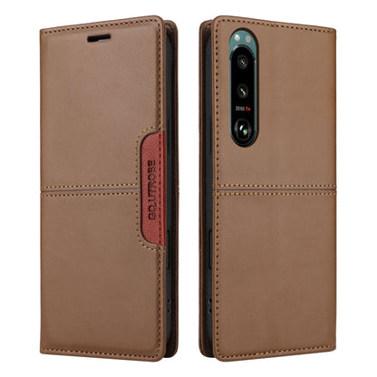For Sony Xperia 5 III GQUTROBE G01 RFID Anti-theft Leather Phone Case(Brown) by GQUTROBE