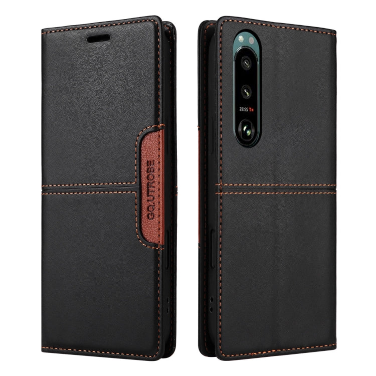 For Sony Xperia 5 III GQUTROBE G01 RFID Anti-theft Leather Phone Case(Black) by GQUTROBE