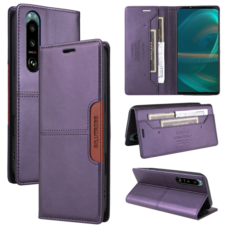 For Sony Xperia 5 III GQUTROBE G01 RFID Anti-theft Leather Phone Case(Purple) by GQUTROBE