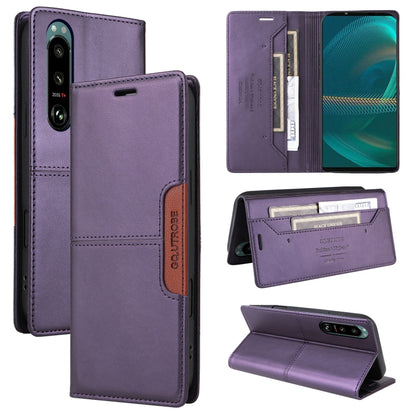 For Sony Xperia 5 III GQUTROBE G01 RFID Anti-theft Leather Phone Case(Purple) by GQUTROBE