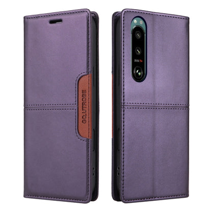 For Sony Xperia 5 III GQUTROBE G01 RFID Anti-theft Leather Phone Case(Purple) by GQUTROBE