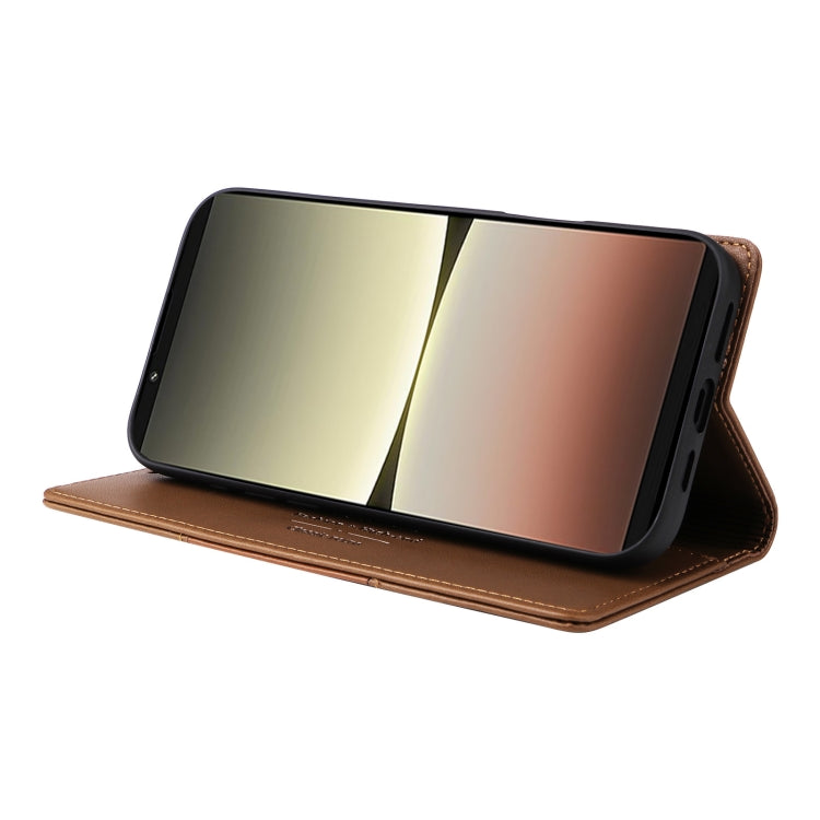 For Sony Xperia 5 IV GQUTROBE G01 RFID Anti-theft Leather Phone Case(Brown) by GQUTROBE