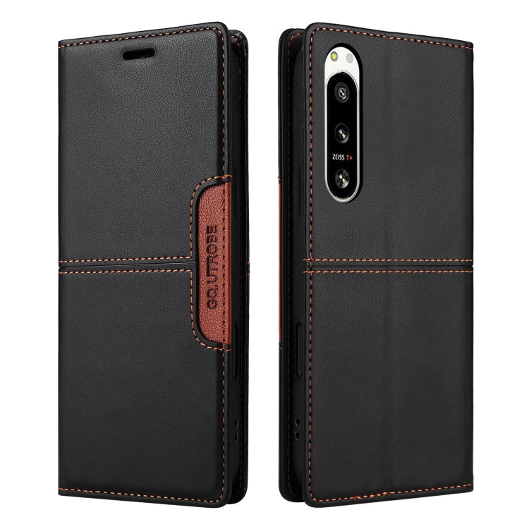 For Sony Xperia 5 IV GQUTROBE G01 RFID Anti-theft Leather Phone Case(Black) by GQUTROBE