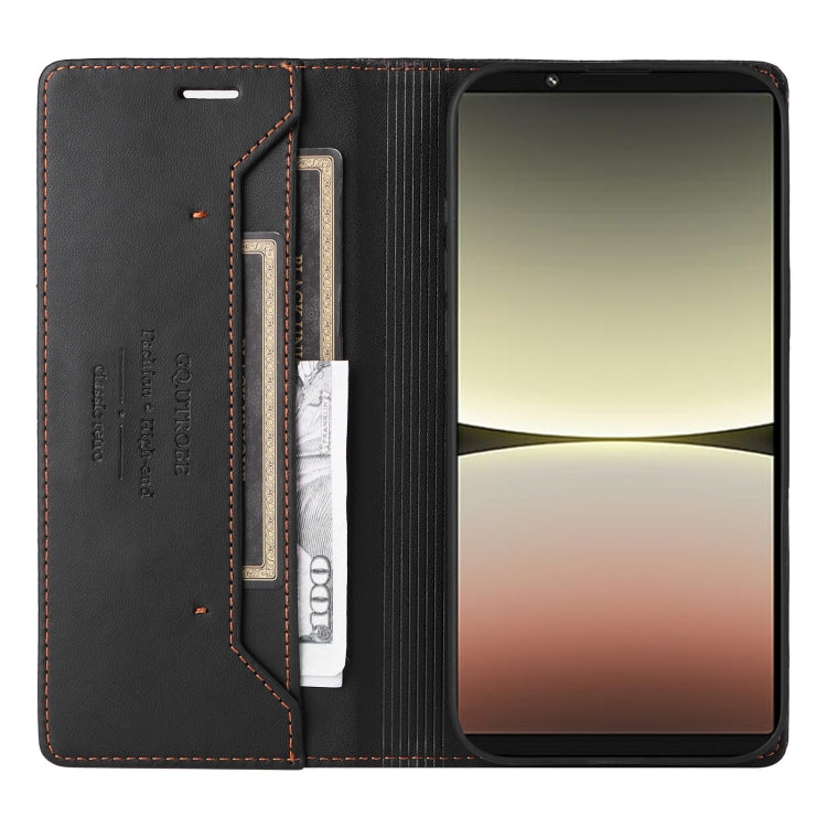 For Sony Xperia 5 IV GQUTROBE G01 RFID Anti-theft Leather Phone Case(Black) by GQUTROBE