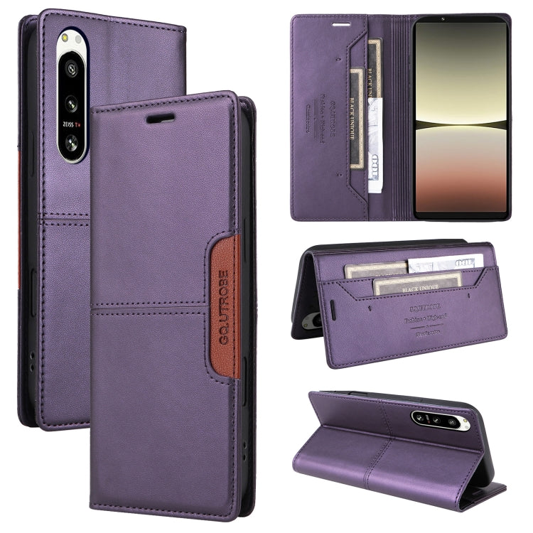 For Sony Xperia 5 IV GQUTROBE G01 RFID Anti-theft Leather Phone Case(Purple) by GQUTROBE