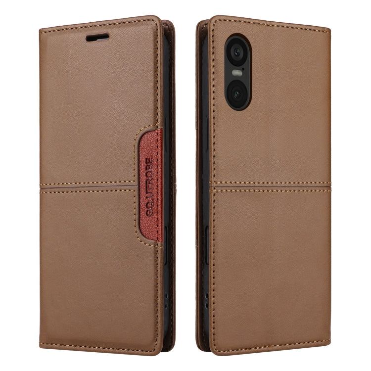 For Sony Xperia 5 VI GQUTROBE G01 RFID Anti-theft Leather Phone Case(Brown) by GQUTROBE