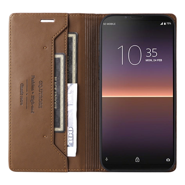 For Sony Xperia 10 II GQUTROBE G01 RFID Anti-theft Leather Phone Case(Brown) by GQUTROBE