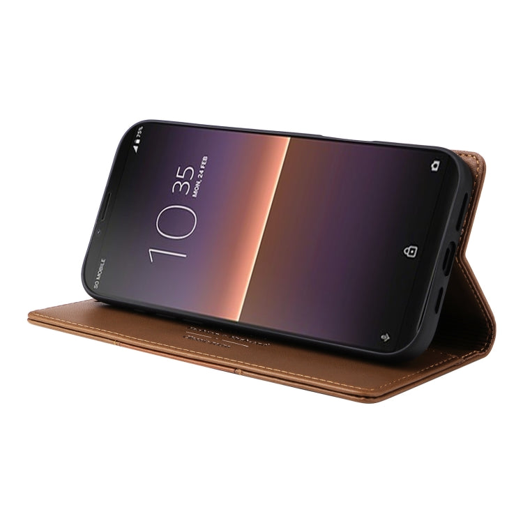 For Sony Xperia 10 II GQUTROBE G01 RFID Anti-theft Leather Phone Case(Brown) by GQUTROBE