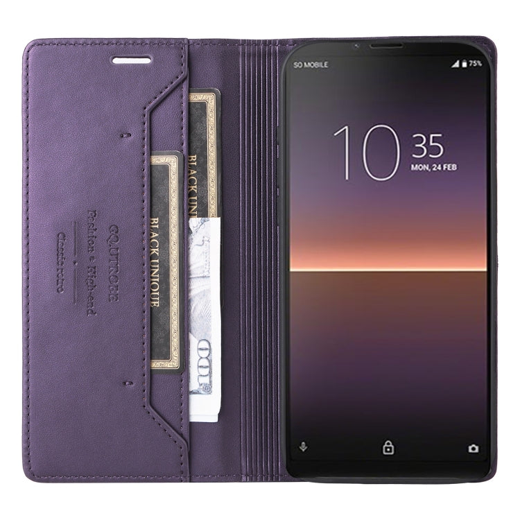 For Sony Xperia 10 II GQUTROBE G01 RFID Anti-theft Leather Phone Case(Purple) by GQUTROBE