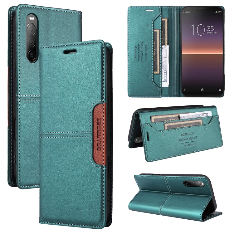 For Sony Xperia 10 II GQUTROBE G01 RFID Anti-theft Leather Phone Case(Green) by GQUTROBE