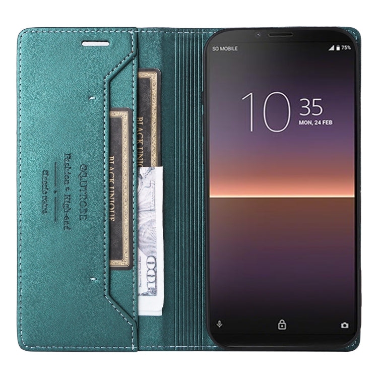 For Sony Xperia 10 II GQUTROBE G01 RFID Anti-theft Leather Phone Case(Green) by GQUTROBE