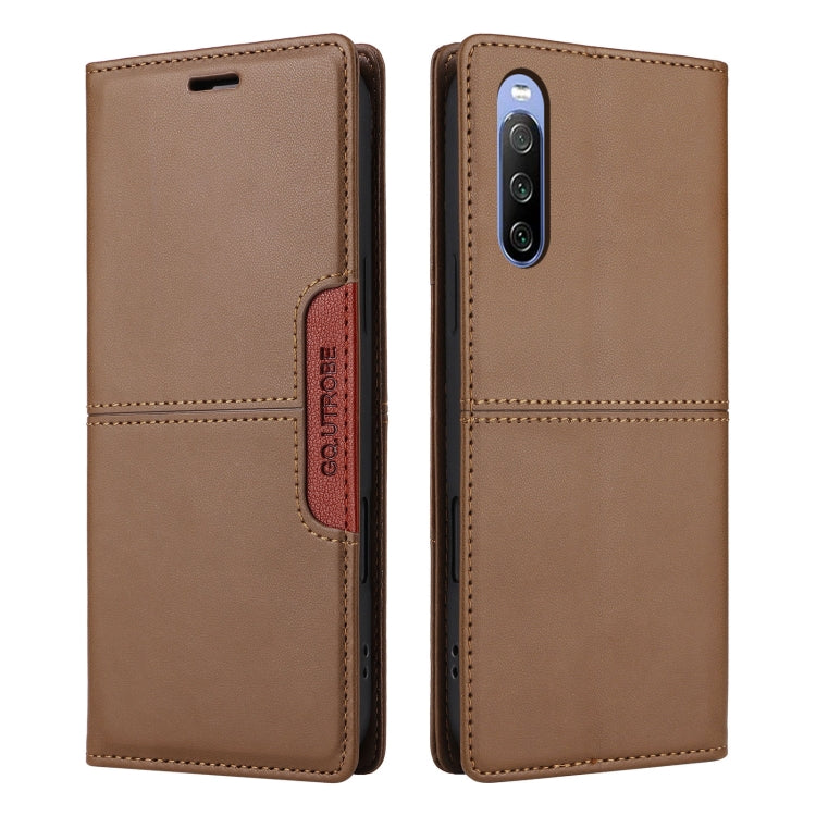 For Sony Xperia 10 III GQUTROBE G01 RFID Anti-theft Leather Phone Case(Brown) by GQUTROBE