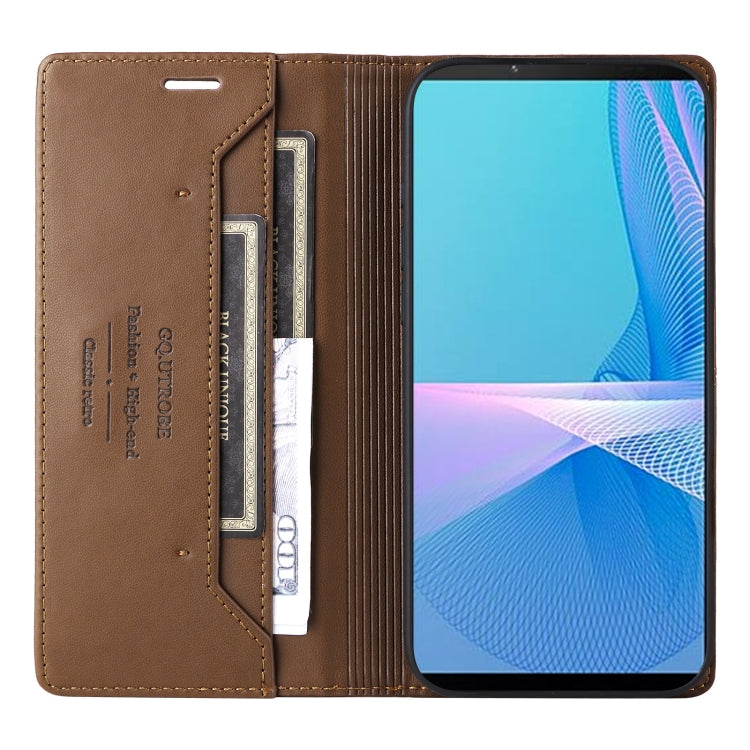 For Sony Xperia 10 III GQUTROBE G01 RFID Anti-theft Leather Phone Case(Brown) by GQUTROBE