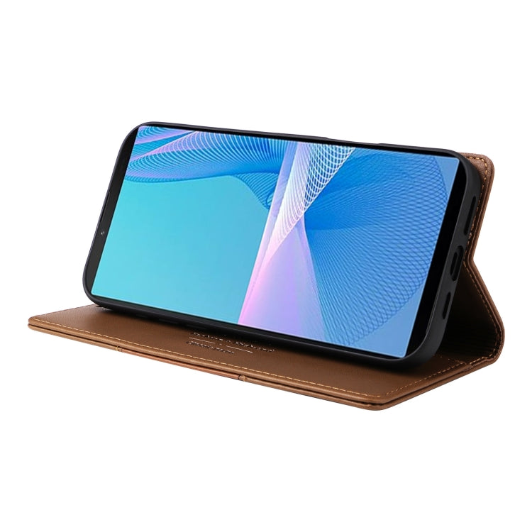 For Sony Xperia 10 III GQUTROBE G01 RFID Anti-theft Leather Phone Case(Brown) by GQUTROBE