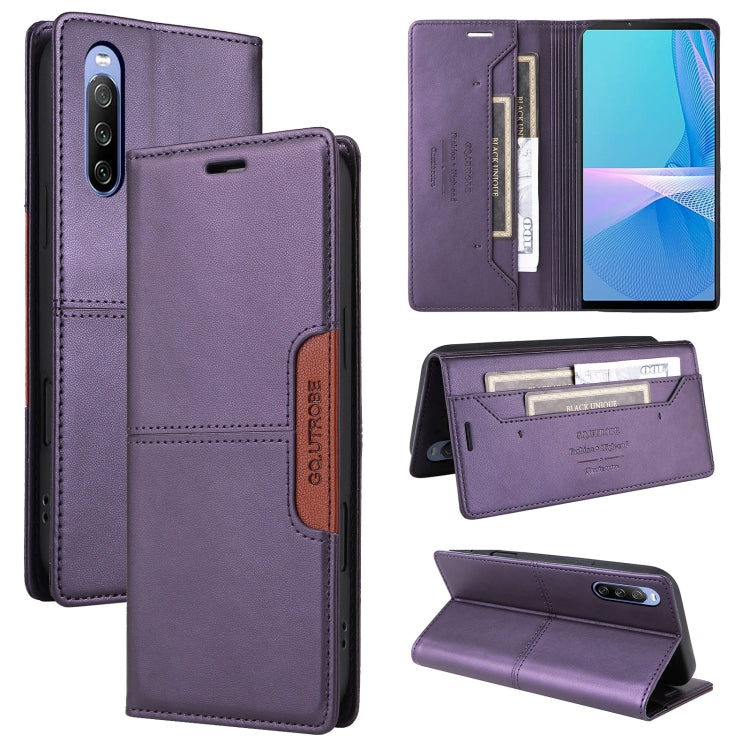 For Sony Xperia 10 III GQUTROBE G01 RFID Anti-theft Leather Phone Case(Purple) by GQUTROBE