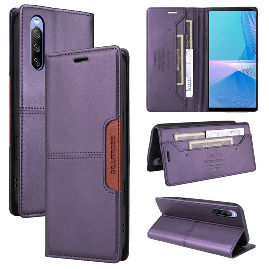 For Sony Xperia 10 III GQUTROBE G01 RFID Anti-theft Leather Phone Case(Purple) by GQUTROBE