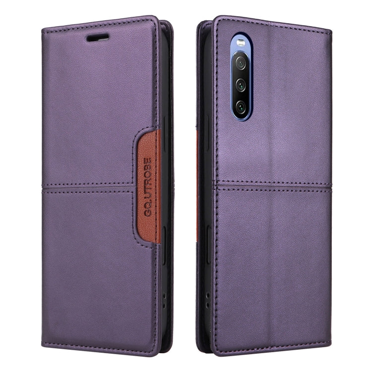 For Sony Xperia 10 III GQUTROBE G01 RFID Anti-theft Leather Phone Case(Purple) by GQUTROBE