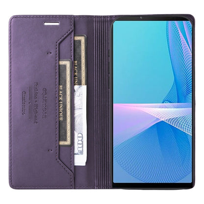For Sony Xperia 10 III GQUTROBE G01 RFID Anti-theft Leather Phone Case(Purple) by GQUTROBE