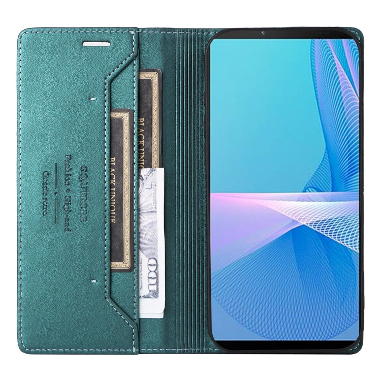 For Sony Xperia 10 III GQUTROBE G01 RFID Anti-theft Leather Phone Case(Green) by GQUTROBE