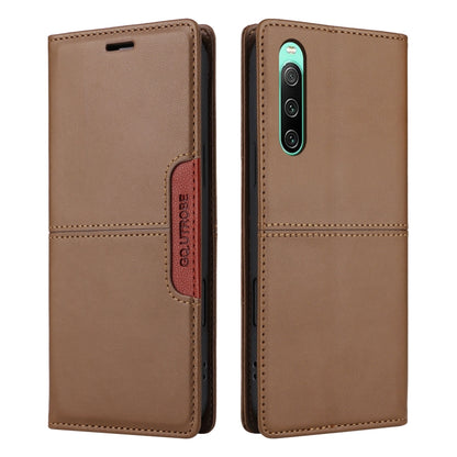 For Sony Xperia 10 IV GQUTROBE G01 RFID Anti-theft Leather Phone Case(Brown) by GQUTROBE