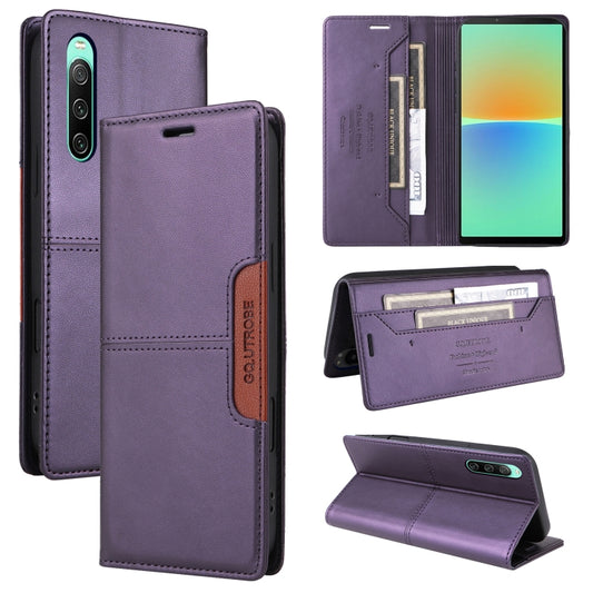 For Sony Xperia 10 IV GQUTROBE G01 RFID Anti-theft Leather Phone Case(Purple) by GQUTROBE