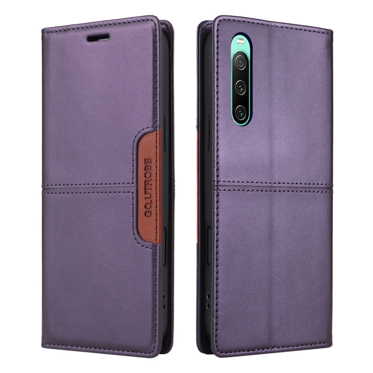 For Sony Xperia 10 IV GQUTROBE G01 RFID Anti-theft Leather Phone Case(Purple) by GQUTROBE