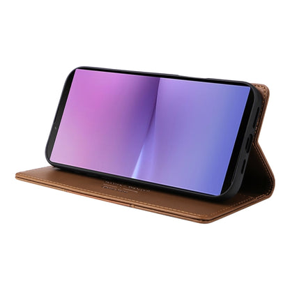 For Sony Xperia 10 V GQUTROBE G01 RFID Anti-theft Leather Phone Case(Brown) by GQUTROBE