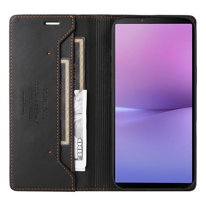 For Sony Xperia 10 V GQUTROBE G01 RFID Anti-theft Leather Phone Case(Black) by GQUTROBE