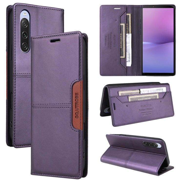 For Sony Xperia 10 V GQUTROBE G01 RFID Anti-theft Leather Phone Case(Purple) by GQUTROBE