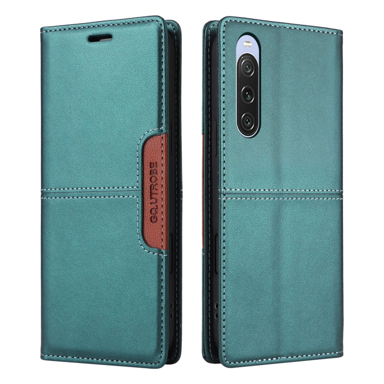 For Sony Xperia 10 V GQUTROBE G01 RFID Anti-theft Leather Phone Case(Green) by GQUTROBE