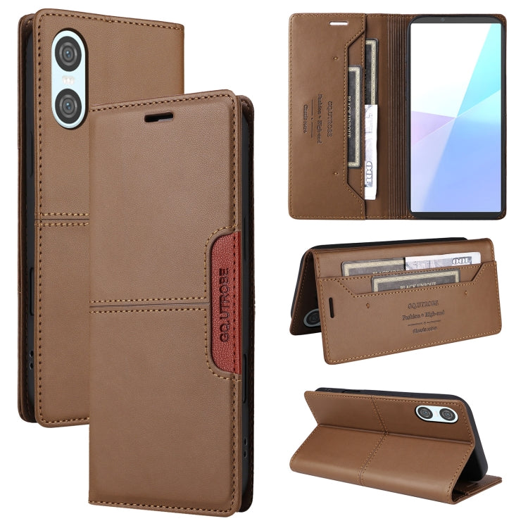 For Sony Xperia 10 VI GQUTROBE G01 RFID Anti-theft Leather Phone Case(Brown) by GQUTROBE