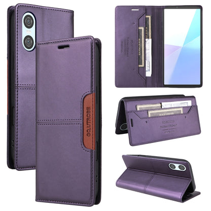 For Sony Xperia 10 VI GQUTROBE G01 RFID Anti-theft Leather Phone Case(Purple) by GQUTROBE