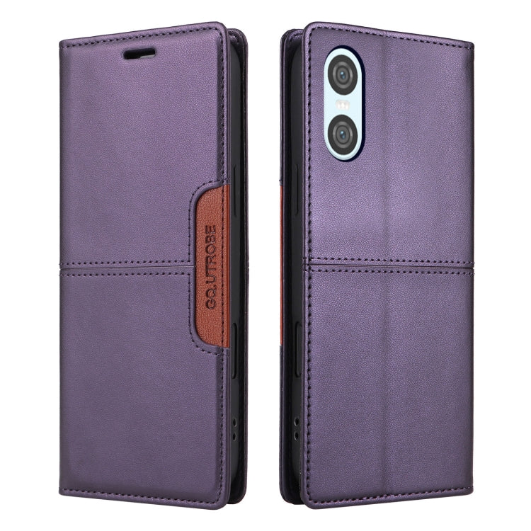 For Sony Xperia 10 VI GQUTROBE G01 RFID Anti-theft Leather Phone Case(Purple) by GQUTROBE