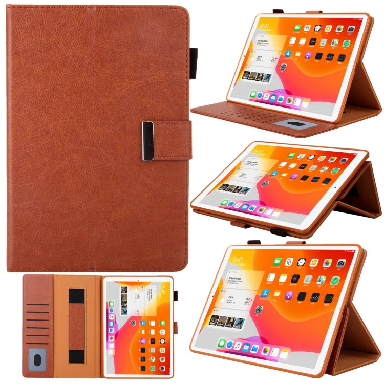 For iPad mini 6 / mini 2024 Hardware Buckle Deformation Holder Smart Leather Tablet Case(Brown) by bashfashion