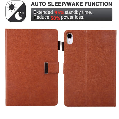 For iPad mini 6 / mini 2024 Hardware Buckle Deformation Holder Smart Leather Tablet Case(Brown) by bashfashion