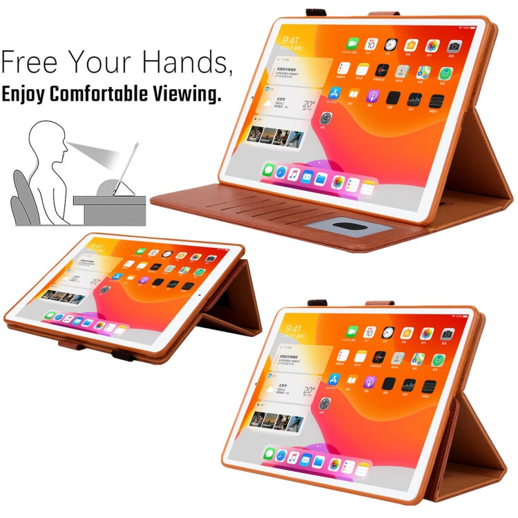 For iPad mini 6 / mini 2024 Hardware Buckle Deformation Holder Smart Leather Tablet Case(Brown) by bashfashion