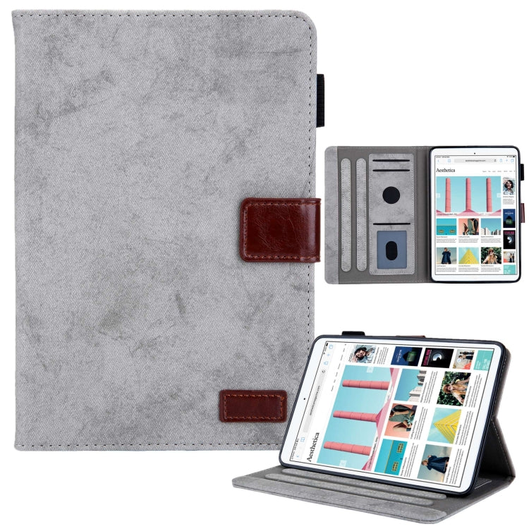 For iPad mini 6 / mini 2024 Fabric Contrast Color Smart Leather Tablet Case(Grey) by bashfashion