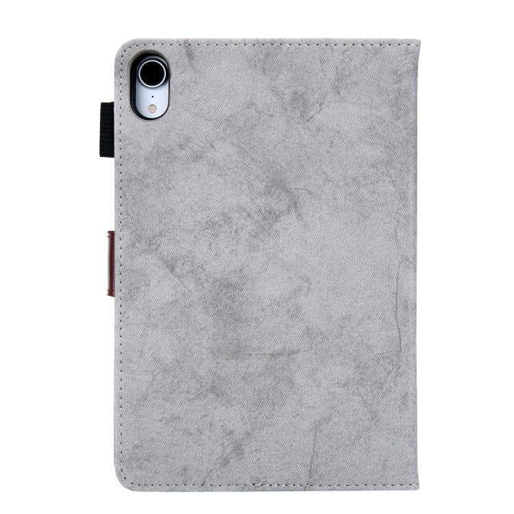 For iPad mini 6 / mini 2024 Fabric Contrast Color Smart Leather Tablet Case(Grey) by bashfashion