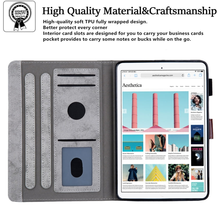 For iPad mini 6 / mini 2024 Fabric Contrast Color Smart Leather Tablet Case(Grey) by bashfashion