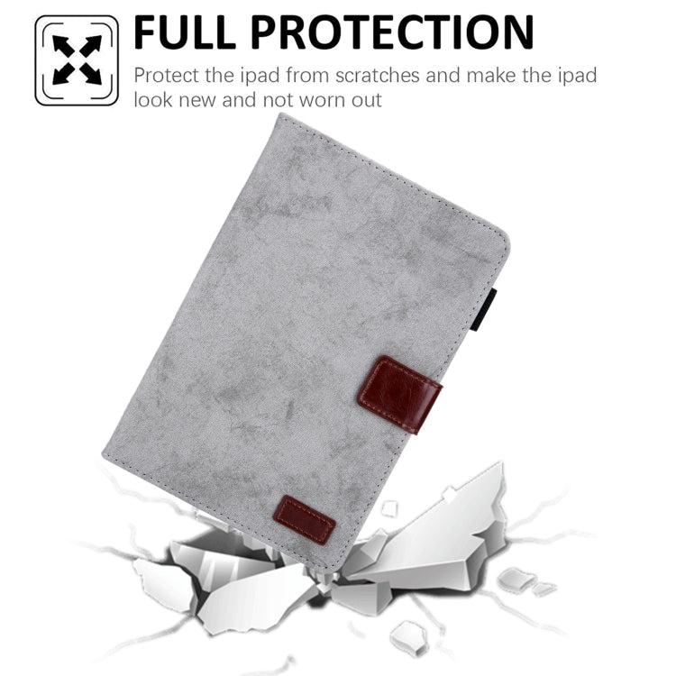 For iPad mini 6 / mini 2024 Fabric Contrast Color Smart Leather Tablet Case(Grey) by bashfashion
