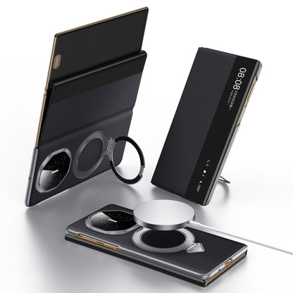 For Huawei Mate XT Ultimate Design SULADA Smart View Window MagSafe Magnetic Holder Leather Phone Case(Black) by SULADA