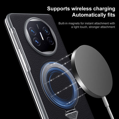 For Huawei Mate X5 / X3 SULADA Smart View Window MagSafe Magnetic Holder Leather Phone Case(Black) by SULADA