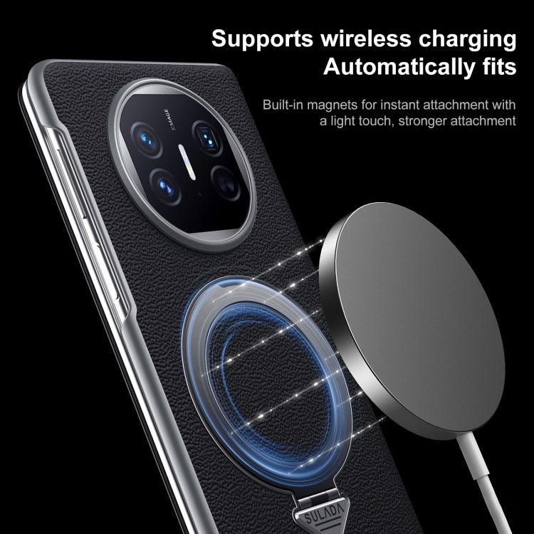 For Huawei Mate X6 SULADA Smart View Window MagSafe Magnetic Holder Leather Phone Case(Black) by SULADA