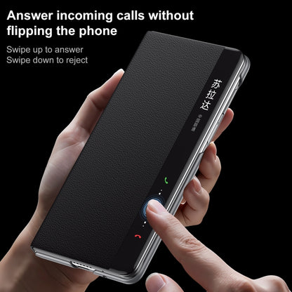 For Huawei Mate XT Ultimate Design SULADA Smart View Window MagSafe Magnetic Holder Leather Phone Case(Brown) by SULADA