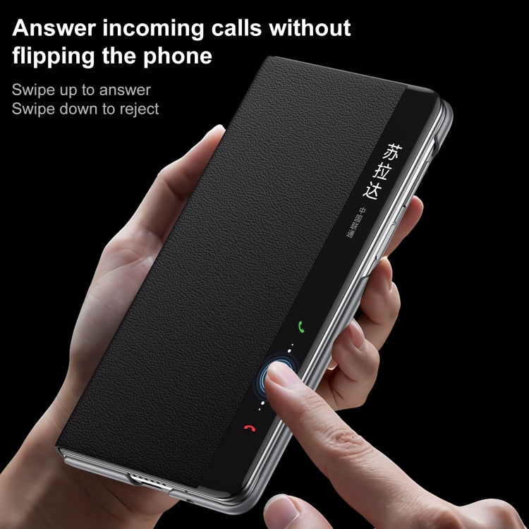 For Huawei Mate X5 / X3 SULADA Smart View Window MagSafe Magnetic Holder Leather Phone Case(Blue) by SULADA