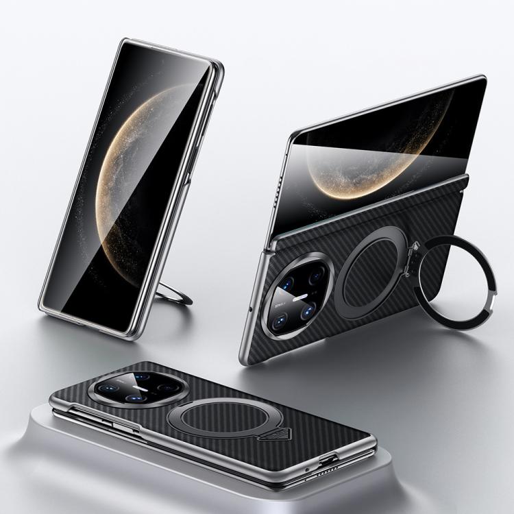 For Huawei Mate X6 SULADA Kevlar Texture MagSafe Magnetic Holder Phone Case(Black) by SULADA