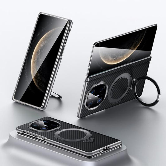 For Huawei Mate X6 SULADA Kevlar Texture MagSafe Magnetic Holder Phone Case(Black) by SULADA