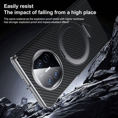 For Huawei Mate X6 SULADA Kevlar Texture MagSafe Magnetic Holder Phone Case(Black) by SULADA