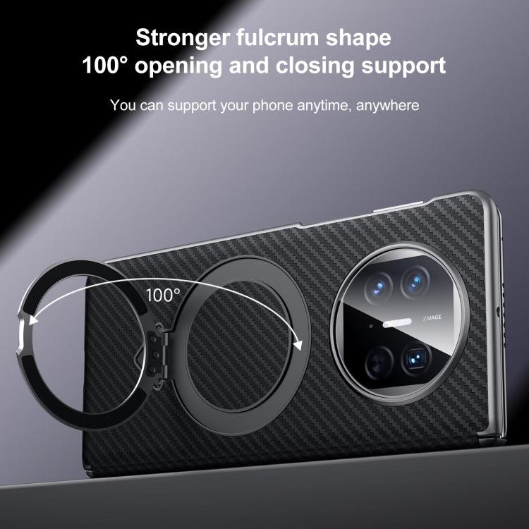 For Huawei Mate X6 SULADA Kevlar Texture MagSafe Magnetic Holder Phone Case(Black) by SULADA